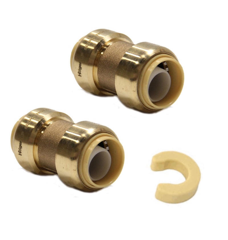 EFIELD Push-Fit Fittings 3/4 Inch Straight Coupling to Connect Pex, Copper, CPVC (Pack of 2),(PF008-2PCS) - Image 1